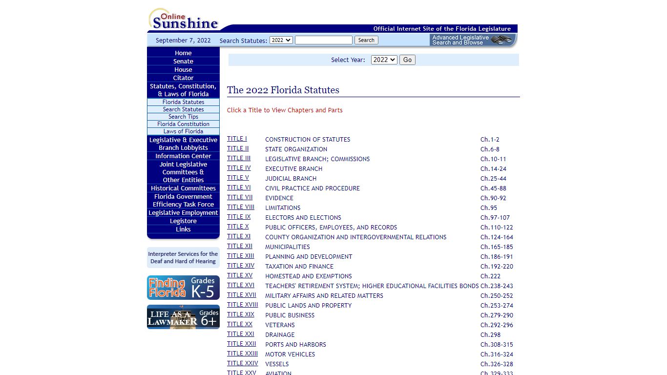 Statutes & Constitution :View Statutes : Online Sunshine